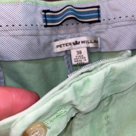Pastel Green Golf Sailing Boat Yacht mens Peter Millar Crown Great 9” shorts 38 - Picture 2 of 3